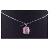Sterling simulated pink and white diamond pendant