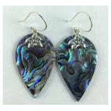 Sterling abalone shell drop earrings