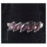 Size 10 rose garnet 5 stone stainless ring