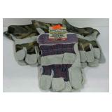 Four new pair of leather palm work gloves. Size