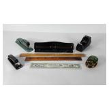 Desk accessories, tape dispenser, rulers,