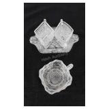 Glass, Fostoria square nappy and sandwich glass