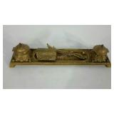 Double inkwell desk set, includes a letter opener