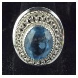 Sterling silver ring aquamarine adjustable