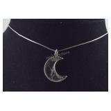 Sterling silver moon necklace 16in