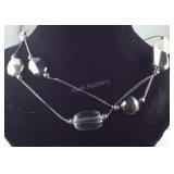 Silvertone beaded necklace 56in