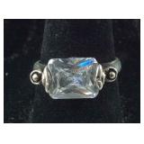 Sterling Silver Ring with Clear Stone Size 7