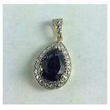 Gold over Sterling Silver Sapphire Pendant