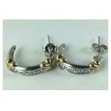 Sterling Silver Earrings with Gold & Diamond