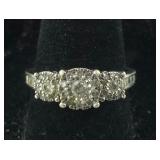 Sterling Silver Natural Diamond Ring Size 8