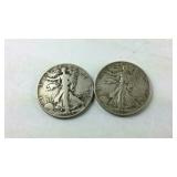 Two 1944 walking liberty half