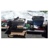 Group lot with TV wall mount, totes with no Lids,