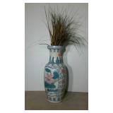 Asian style vase with dry grasses. Vase is 24"
