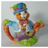 Easter bunny teapot, marked coaster 1994, 9" H,
