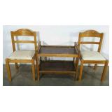 Laminate tray table, two chairs, all could use a