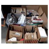 Skid, books, railing caps, cassette tapes, votive