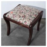 Vanity Stool, mahogany finish, floral fabric