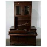 Hidden desk with hutch top, pull out overhead
