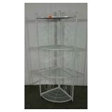 Corner shelf, colors for storage, wire detail and