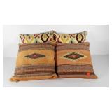 Southwest style throw pillows, two woven and two