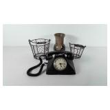 Home decor, includes rotary telephone clock made