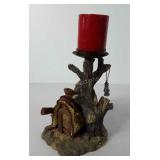 Western cowboy candle holder with candle, 8" h