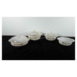 Four anchor hocking fire king round casserole