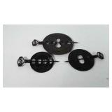 Three Griswold cast iron stove dampers, 5", 6",