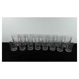 Glassware, two sets of water glasses, eight