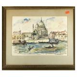 Venice Grand Canal watercolor and pen painting,