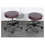 Two Office Examiners Style Stools, 16" dia seat,