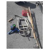 Group with pistol grip drum auger,rakes, weeder