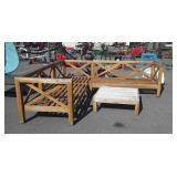 Wooden outdoor patio sofa frame with coffee