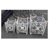 Three matching cast iron Planters graduated sizes