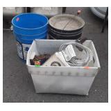 Three containers of Hardware, sockets, wire and