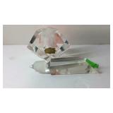 Glass hand cut perfume bottle 5in