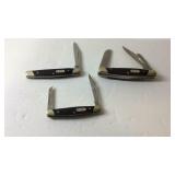 Three Buck pocket knives, 373, 375, and 379