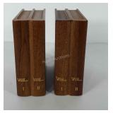 Wooden book bookends, 6" h x 5" l x 2" w