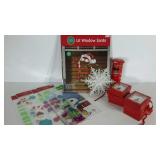 Christmas decor group, includes window clings, 6