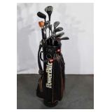 Golf Clubs with Bag. PowerBilt bag, mixture of