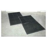 Two shop mats, rubber, raised, 35 x 59