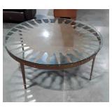 Sunroom Table, 50" Round tempered Glass Top,