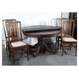 6pc Antique Oak Table Set, set of 4 Slat High
