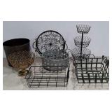 Metalworks, basket, fruit holder, pedestal bowl