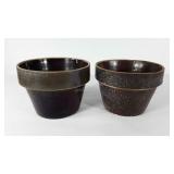 Stoneware planters, 9", crack as shown in one