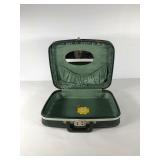 Dark green overnight suitcase with keys, 14"