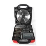 Tool set, includes saw blades, drill bits, and