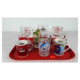 Advertising glasses and mugs, including