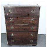 2pc. Pine Chest of 5 Drawers, brass hardware, in