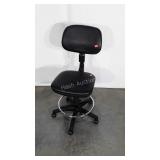 Drafting Table Style Stool Chair, black leather,